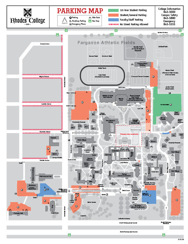 Rhodes College Campus Map   Parking Map 10.19.16 